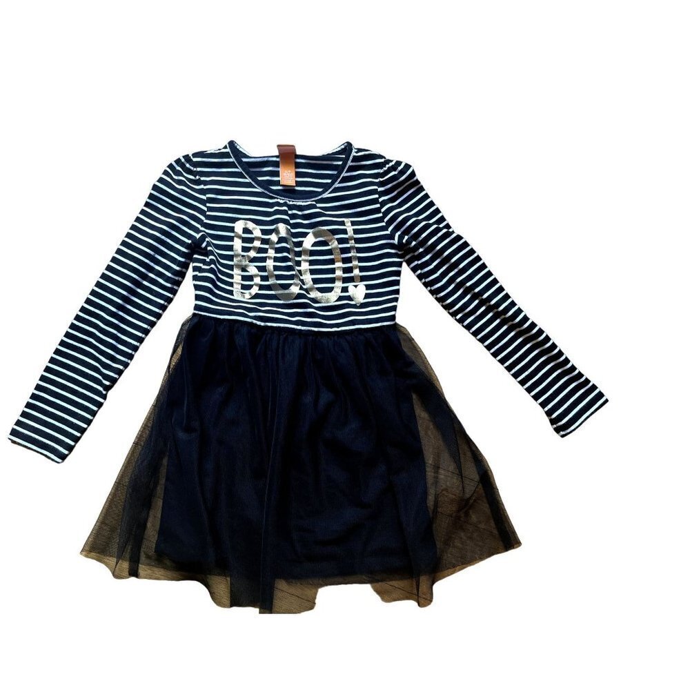 Kids Black & White "Boo" Halloween Dress 6/6X
